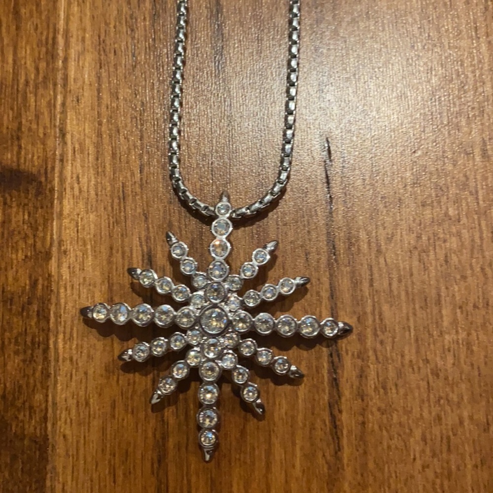 Silver touchstone crystal by Swarovski necklace